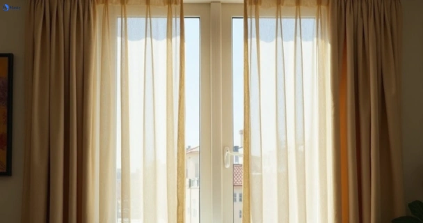 Dull dusty drapes in karrabin before professional cleaning